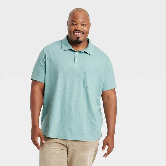 Mens Big & Tall Short Sleeve Slub Jersey Polo Shirt - Goodfellow & Co Aqua 4XL Product Image