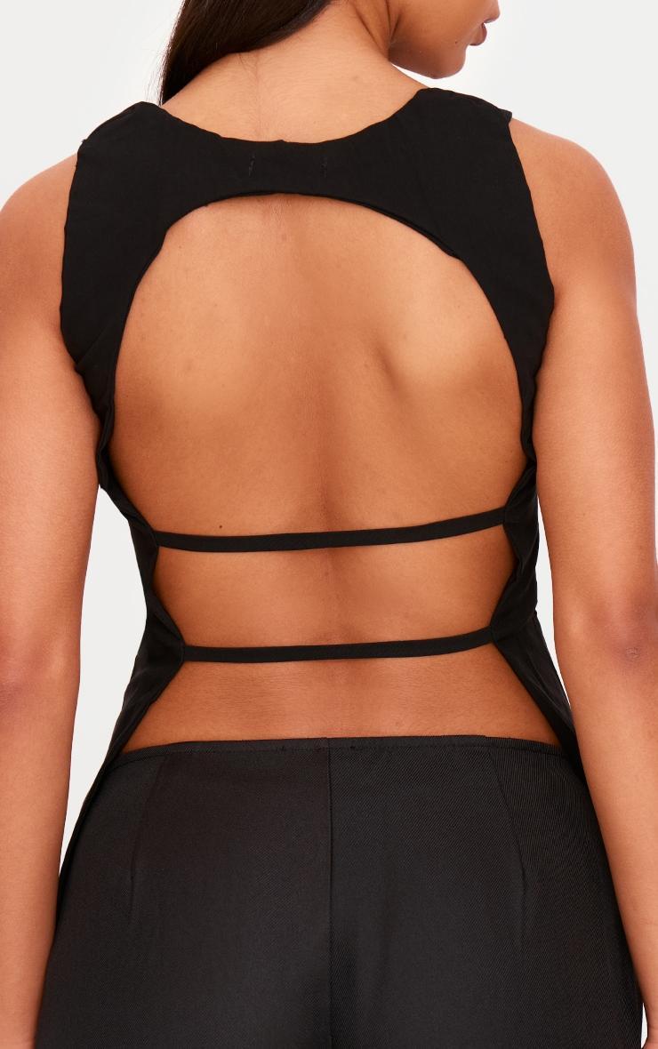 Deep Black Woven Cut Out Bust Backless Long Top Product Image