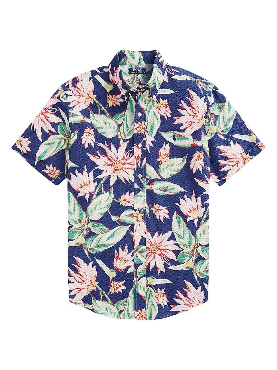 Mens Floral Seersucker Cotton Shirt Product Image