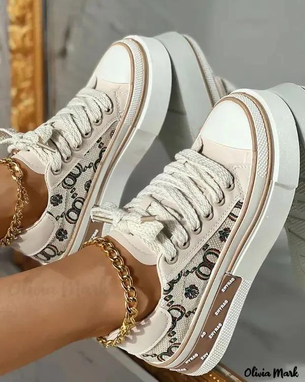 Olivia Mark – Valentine’s Day Letter Pattern Platform Sneakers Product Image