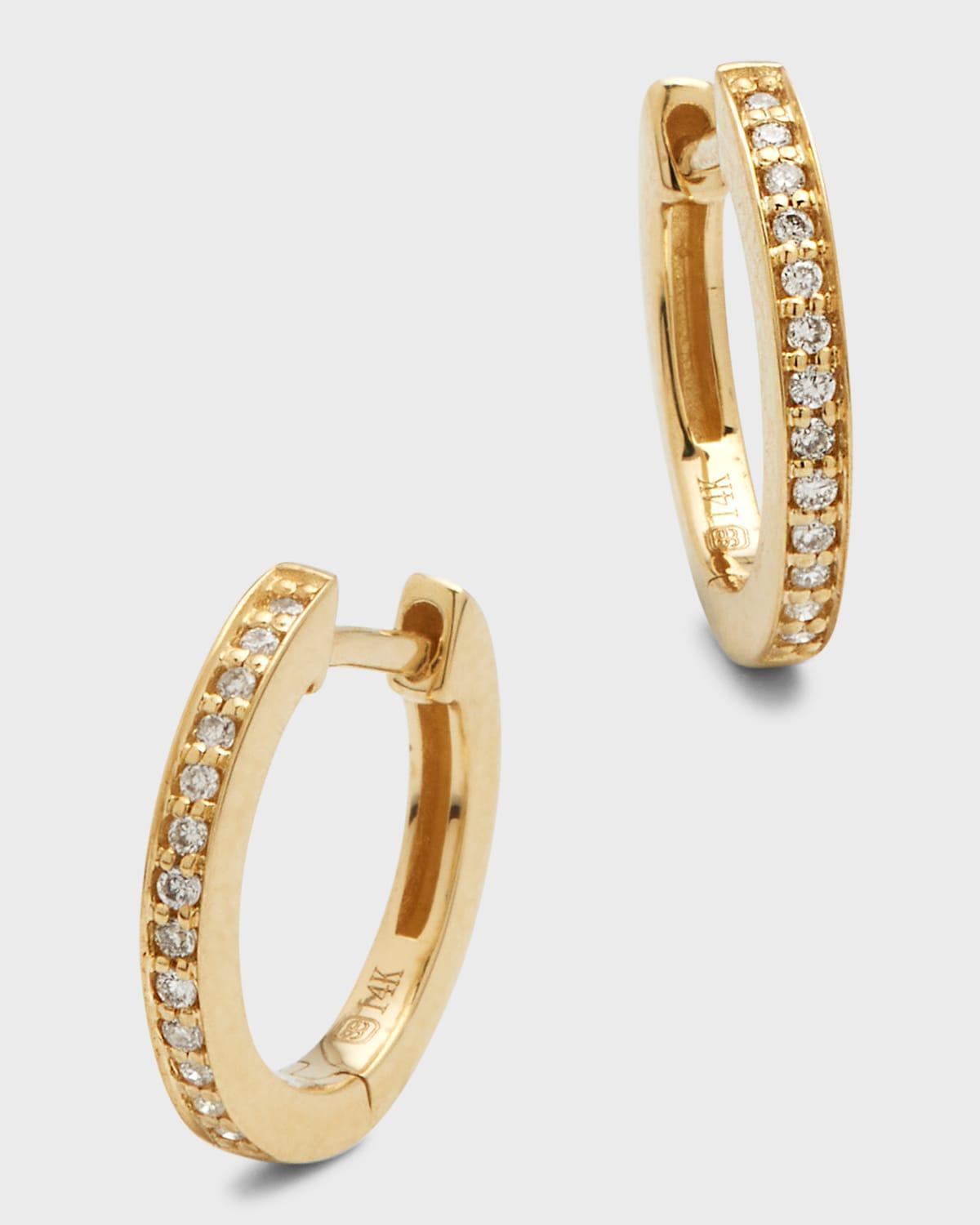 14k Diamond Small Huggie Hoop Earrings Product Image