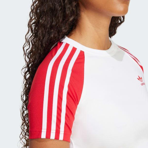 adidas Adicolor 3-Stripes Raglan Slim Tee Clear Sky M Womens Product Image