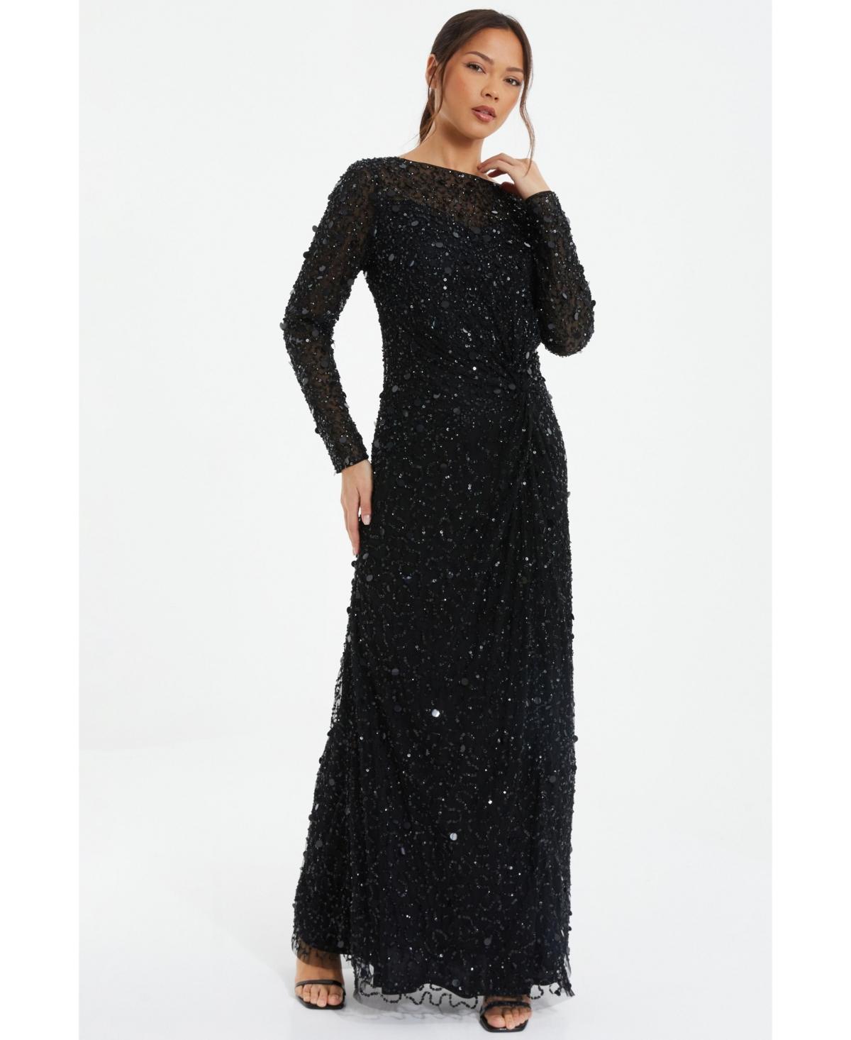 Quiz Womens Embellished Twist Detail Evening Dress Product Image