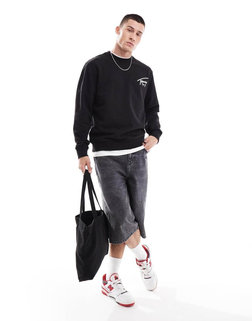 Tommy Jeans signature backprint logo sweatshirt in black Product Image