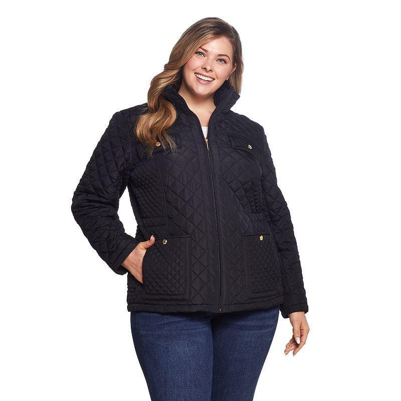 Plus Size Weathercast Quilted Jacket, Womens Black Product Image