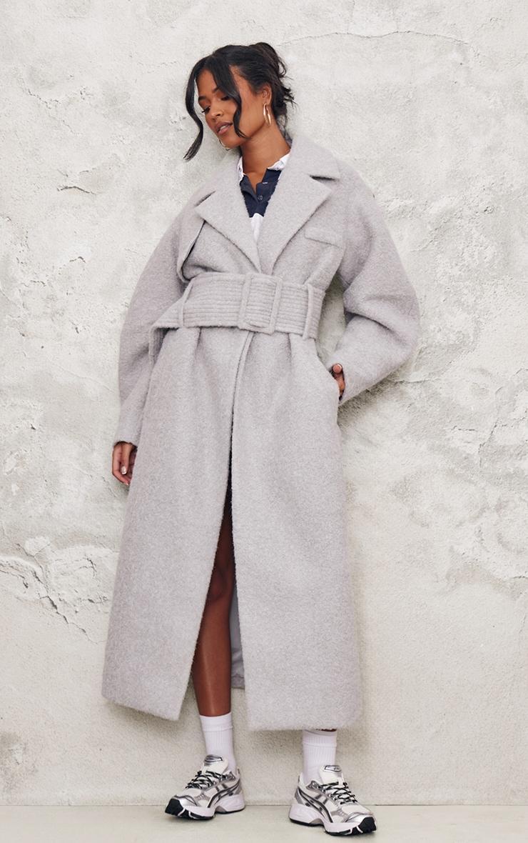 Tall Charcoal Wool Look Belted Maxi Coat Product Image