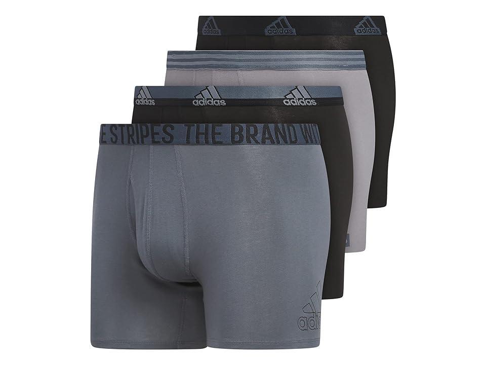 adidas Stretch Cotton Boxer Brief Underwear 4-Pack Onix Grey/Grey) Men's Underwear Product Image