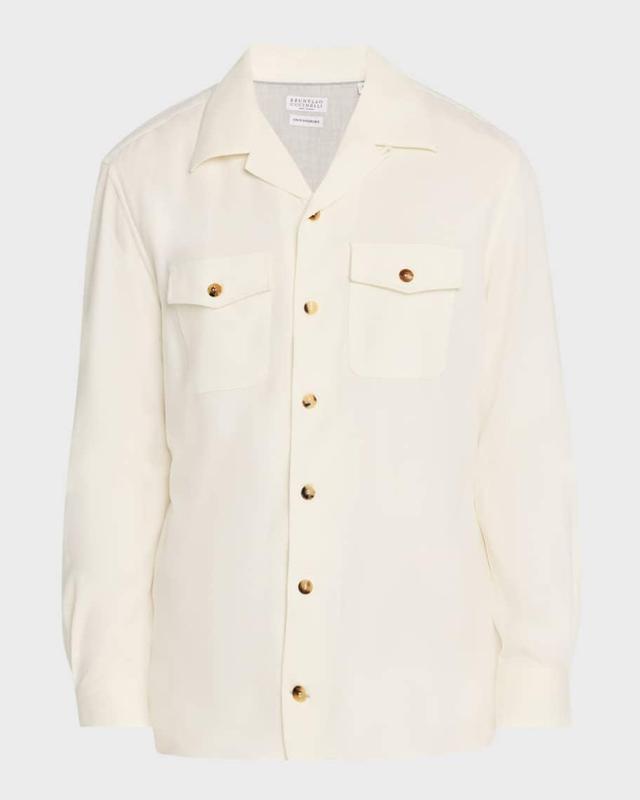 Mens Wool and Cashmere Camp Collar Overshirt Product Image