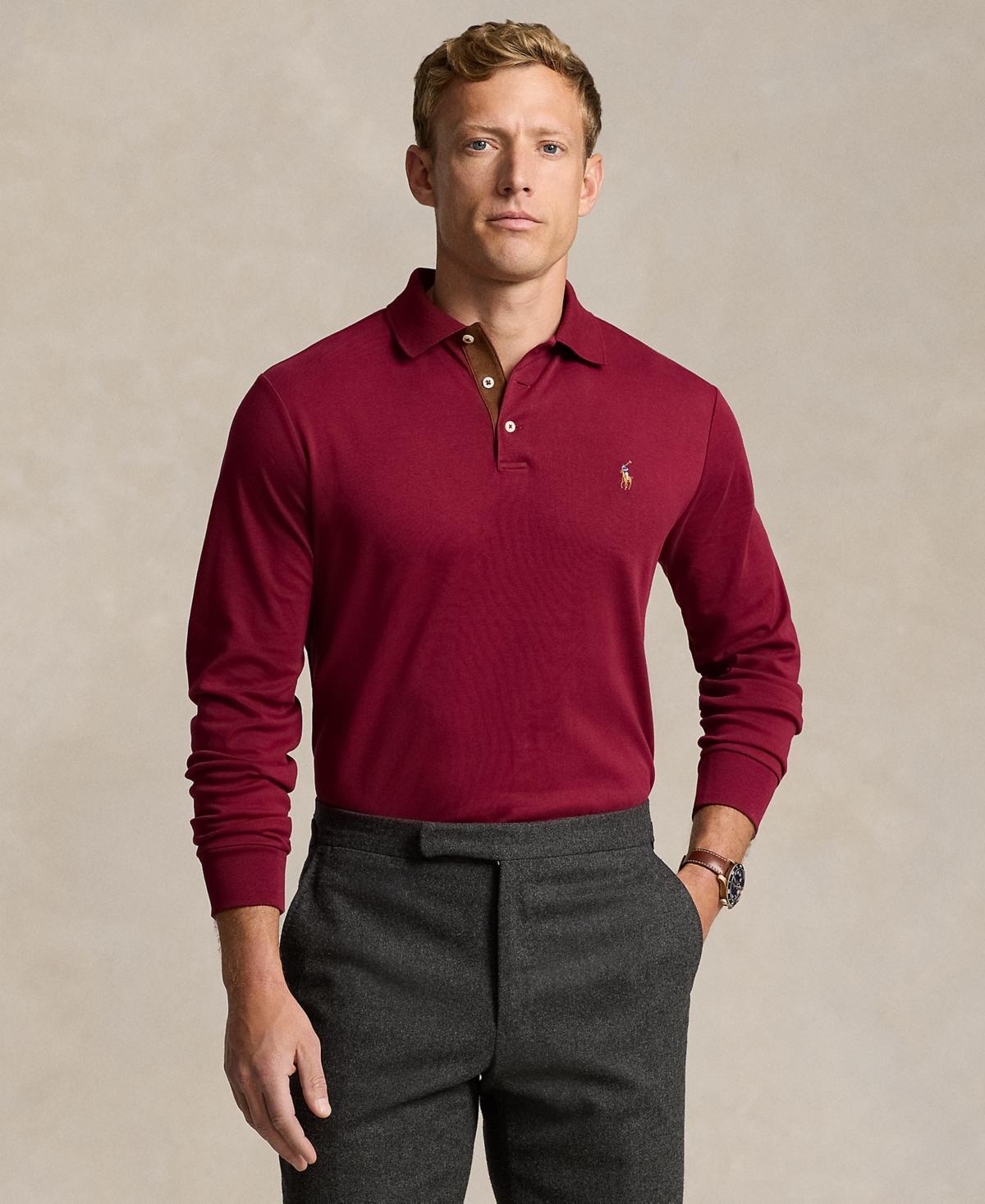 Mens Cotton Interlock Long-Sleeve Polo Shirt Product Image