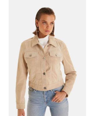 Furniq Uk Womens Leather Jacket Beige product image