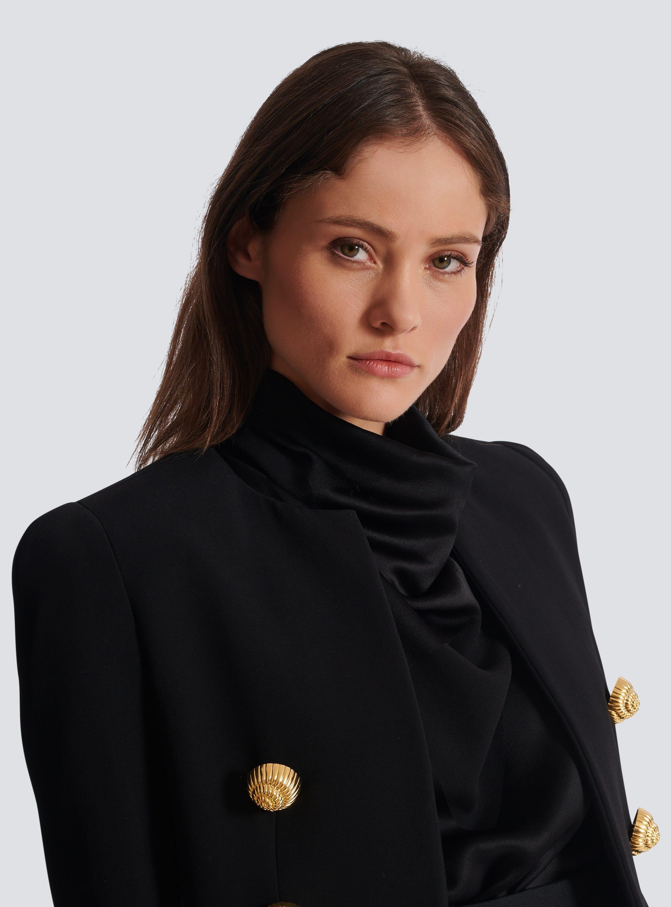 Buttoned cropped crepe jacket Product Image