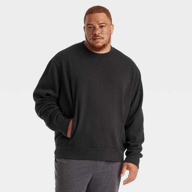 Mens Big Cotton Fleece Crewneck Sweatshirt - All In Motion Black Wash 3XL Product Image