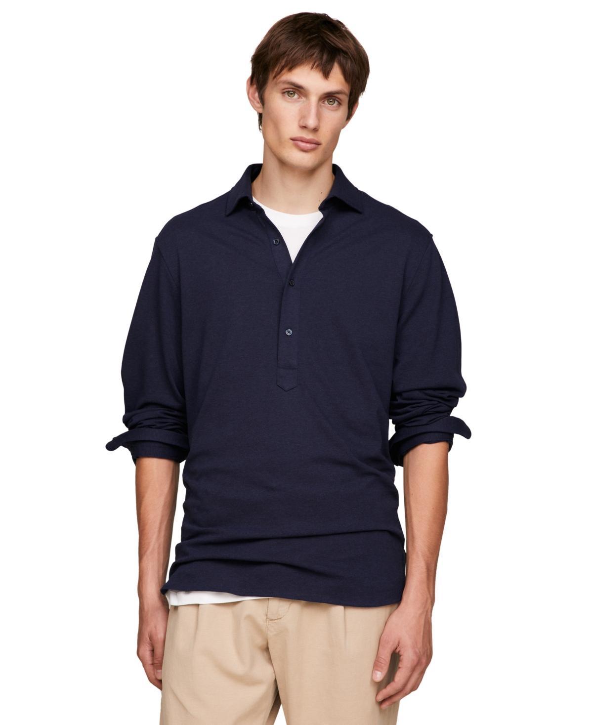 Tommy Hilfiger Mens Pique Popover Long Sleeve Regular Fit Shirt Product Image