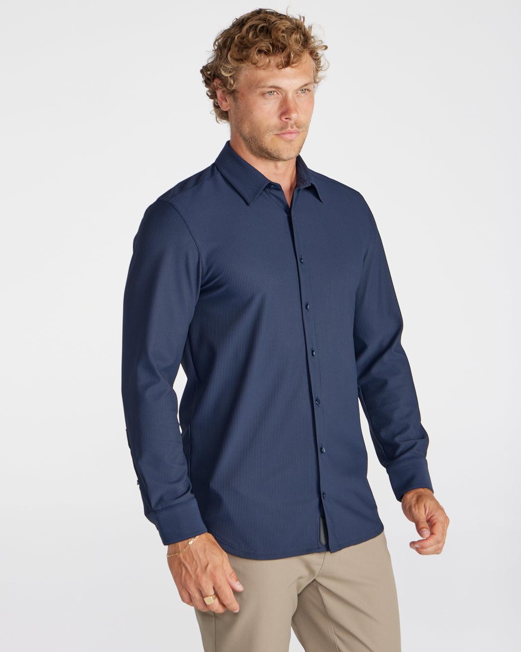 Ribbed+ Long Sleeve Button Down Product Image