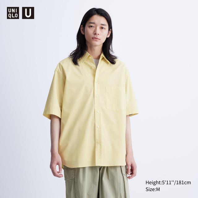 Oversized Half-Sleeve Overshirt Yellow XS UNIQLO US Product Image