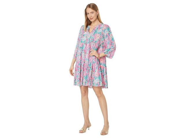 Lilly Pulitzer 3/4 Sleeve Martine Dress Seaweed Samba) Women's Dress Product Image