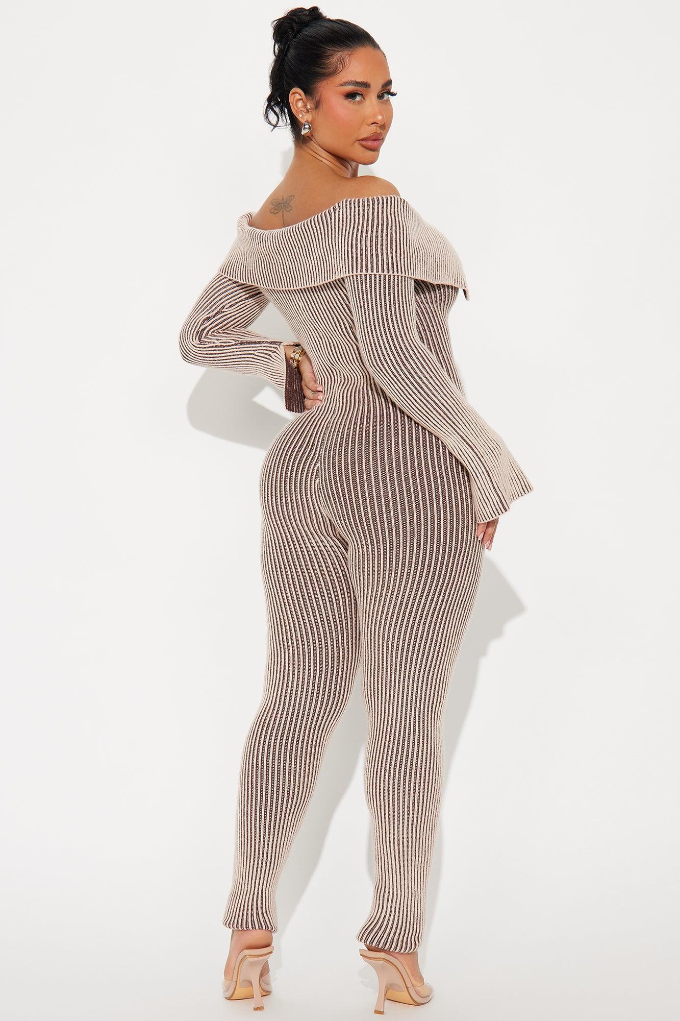 Cady Sweater Jumpsuit - Brown/combo Product Image