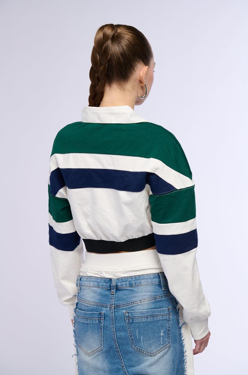 MYLAH CROPPED COLLARED LONG SLEEVE SHIRT Product Image