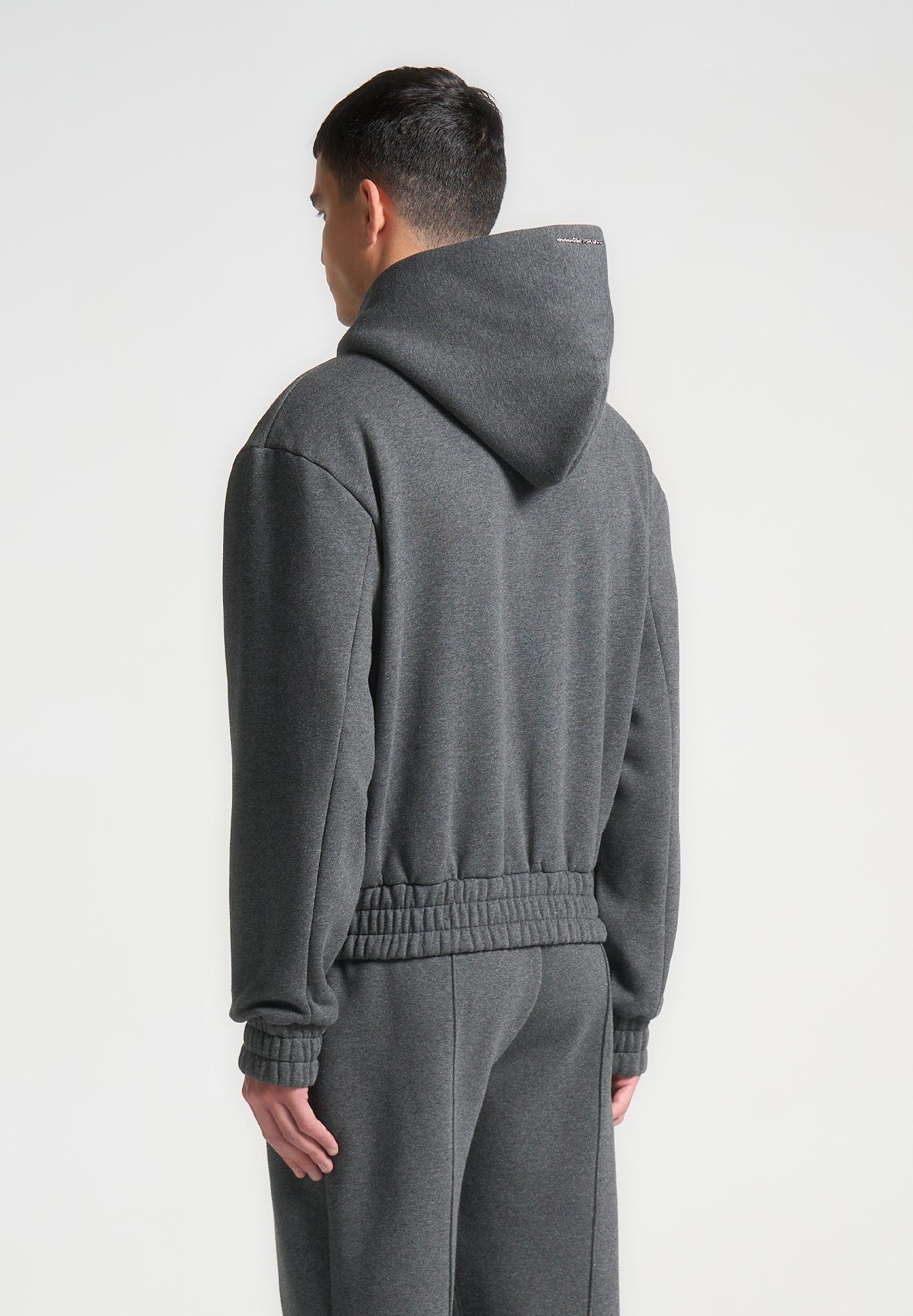 Éternel 420GSM Eiffel Embossed Zip Hoodie - Dark Grey Male Product Image