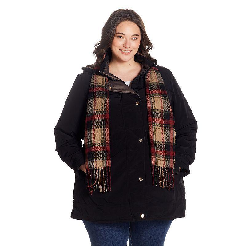 Plus Size Gallery Silk Anorak Jacket w/Scarf Product Image