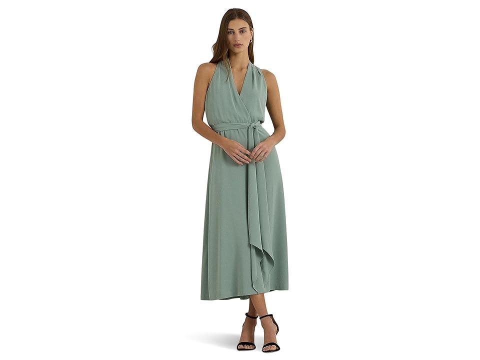 LAUREN Ralph Lauren Georgette Halter Cocktail Dress (Soft Laurel) Women's Dress Product Image