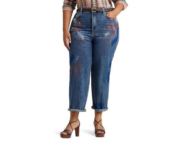 Lauren Ralph Lauren Plus-Size High-Rise Relaxed Cropped Jean (Atlas Wash) Women's Jeans Product Image