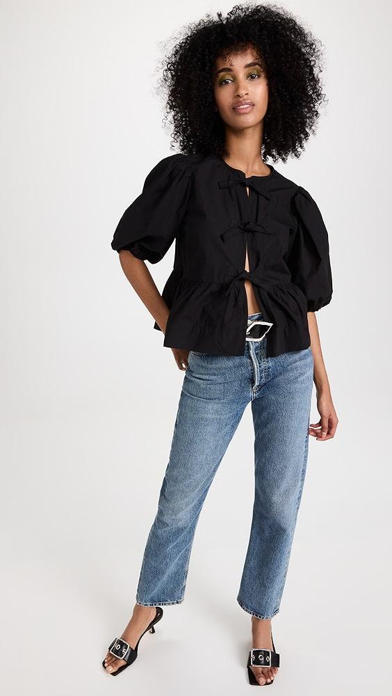 GANNI Cotton Poplin Peplum Blouse | Shopbop Product Image