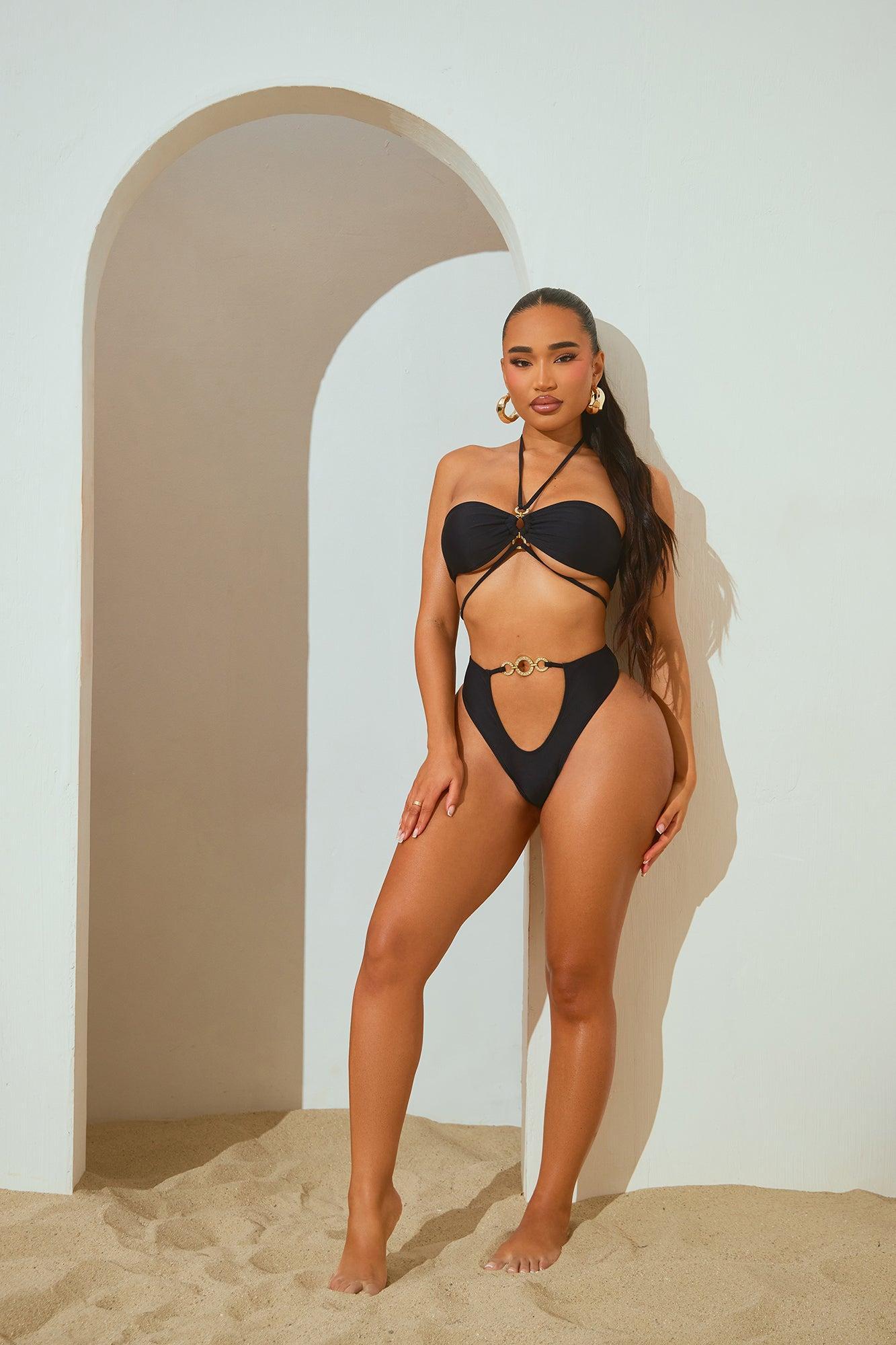 Mercedes Strappy 2 Piece Bikini - Black Product Image