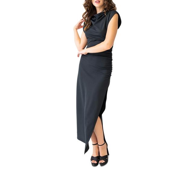 Adrienne Landau Womens Cowlneck Ruched Midi Dress Product Image