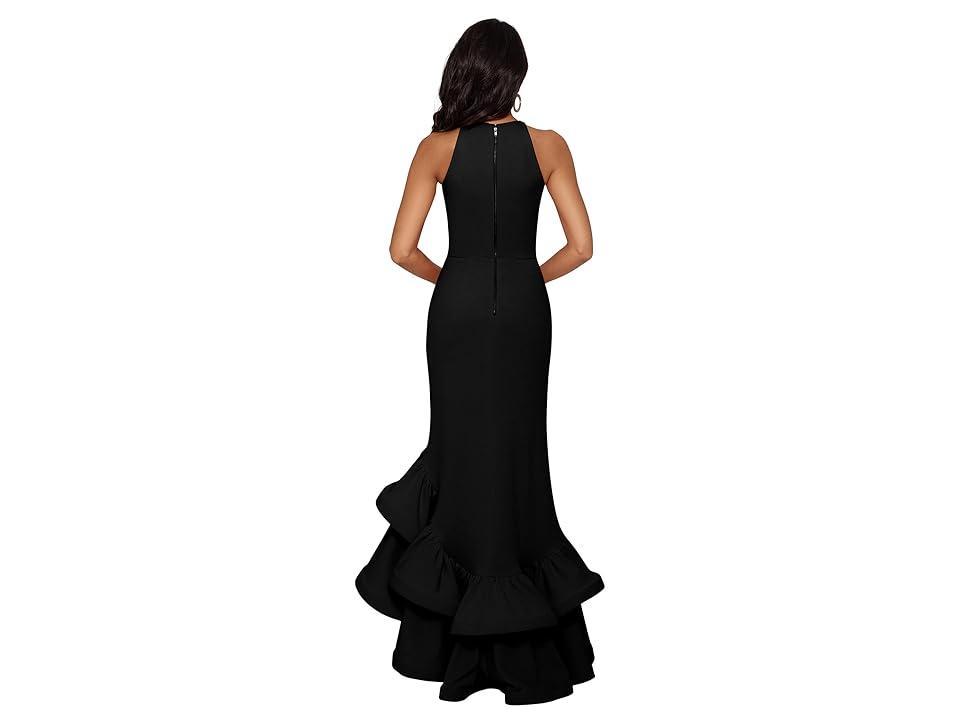 Betsy & Adam Tiered Ruffles Scuba Crepe Gown Product Image