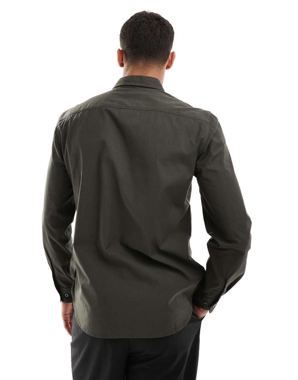 French Connection shirt with double breast pockets in khaki Product Image