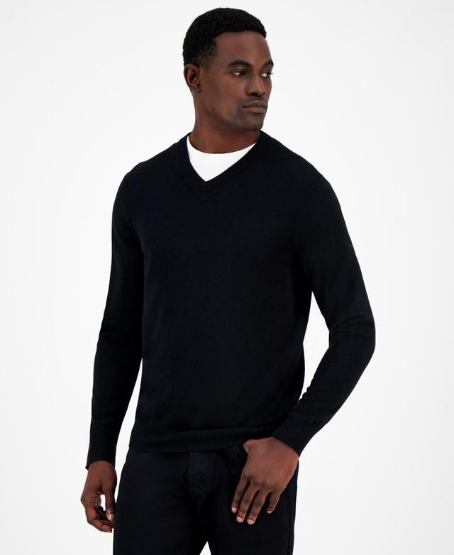 Alfani Mens Long-Sleeve V-Neck Merino Sweater, Created for Macys Product Image