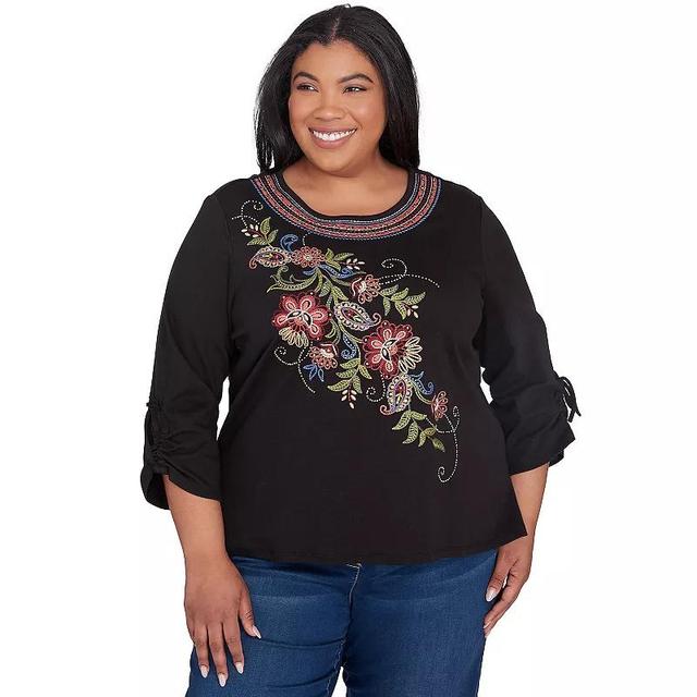 Plus Size Alfred Dunner Paisley Floral Embroidered Top, Womens Product Image