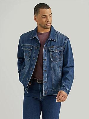 Men's Wrangler Flannel Lined Western Denim Jacket | Men's JACKETS & OUTERWEAR | Wrangler® Product Image