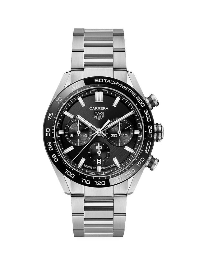 Mens Carrera 44MM Stainless Steel & Ceramic Bracelet Automatic Tachymeter Date Chronograph Watch Product Image