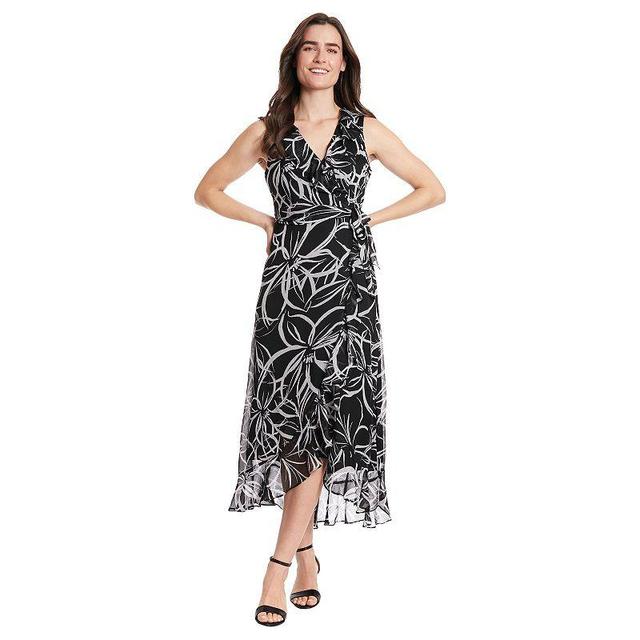 Womens London Times Floral Side-Tie Ruffle Maxi Wrap Dress Product Image