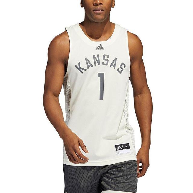 Mens adidas #1 Cream Kansas Jayhawks Reverse Retro Jersey Product Image