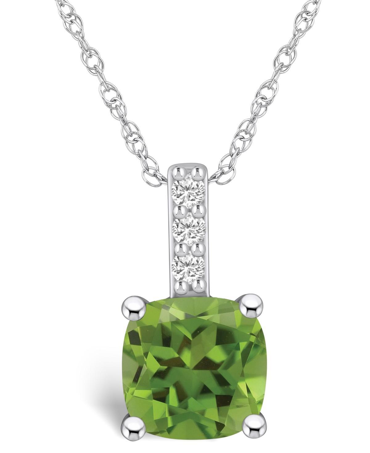 Alyson Layne 14k White Gold Cushion Peridot & Diamond Accent Pendant Necklace, Womens Product Image