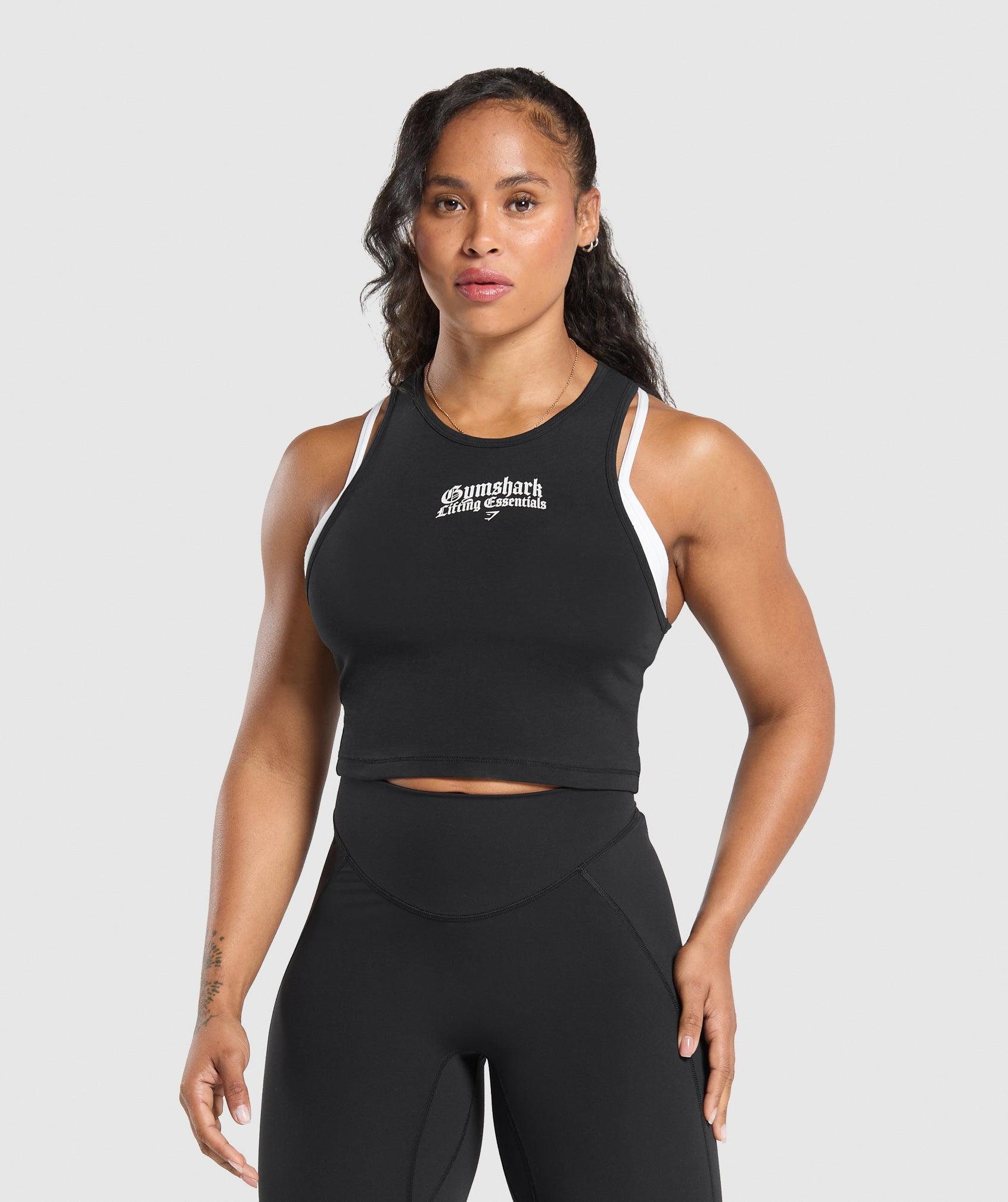 Gymshark Lifting Essentials Cropped Tank - Black Female Product Image