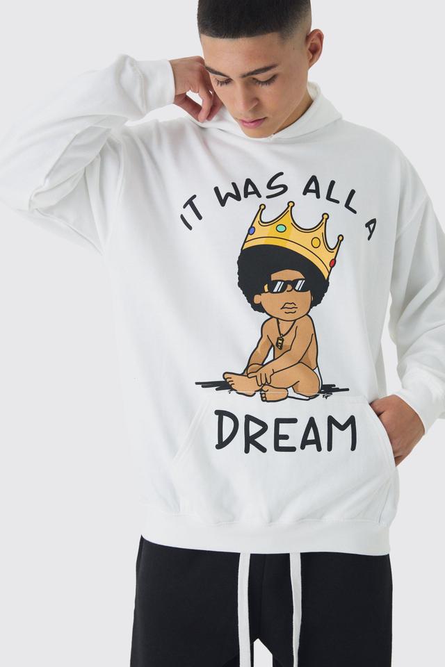 Oversized Biggie Cartoon License Print Hoodie | boohooMAN USA Product Image