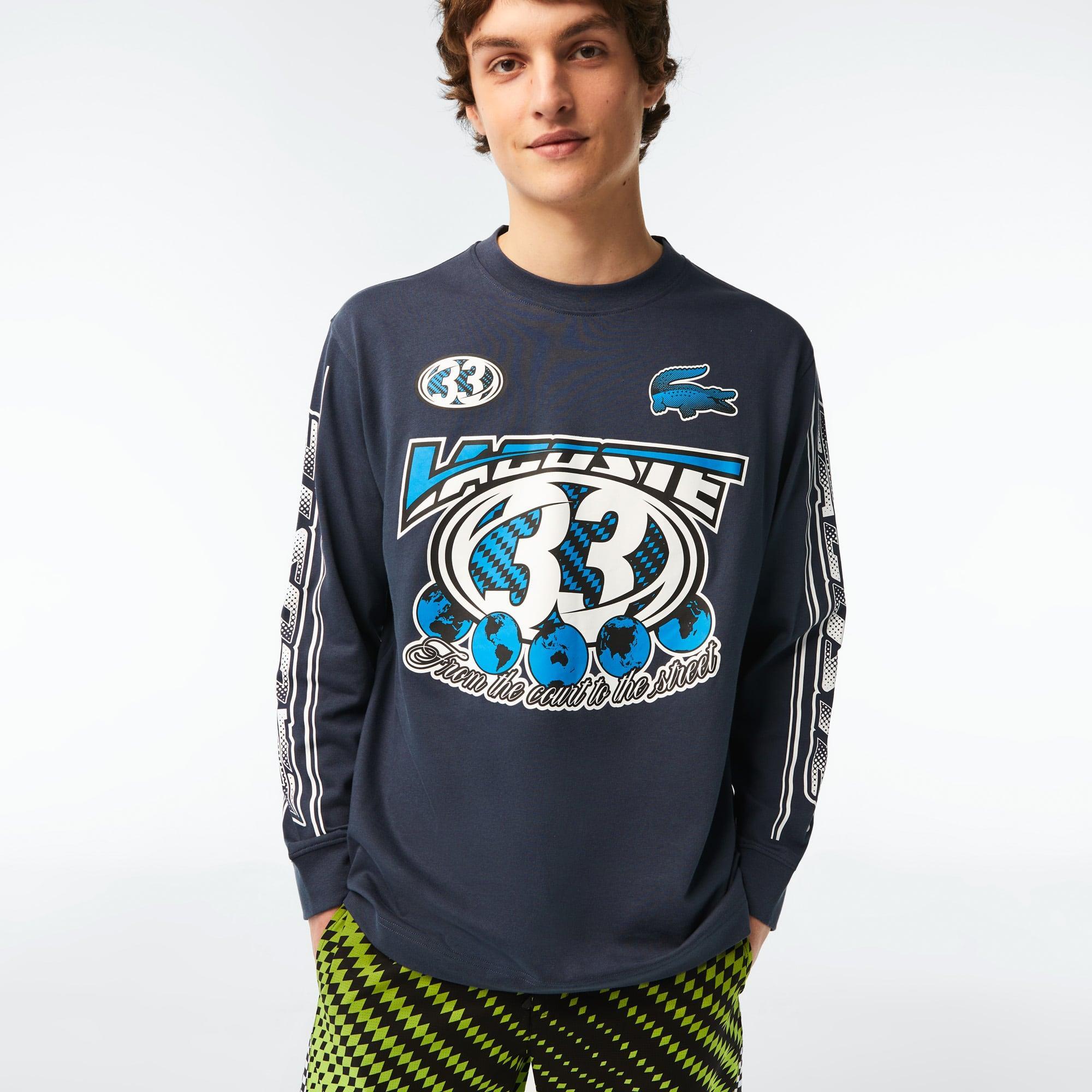 Men’s Loose Fit Long Sleeve Printed T-Shirt Product Image