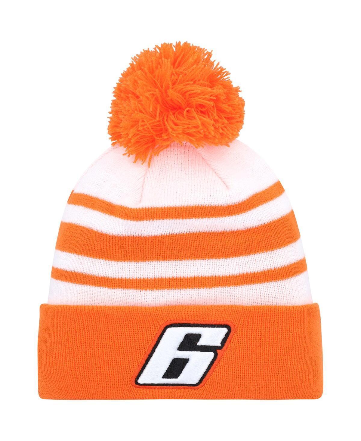 Mens New Era Orange Brad Keselowski Cuffed Knit Hat with Pom Product Image