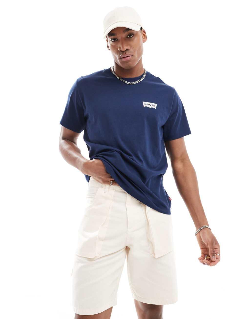 Levi's icon button logo back print relaxed fit t-shirt in navy Product Image