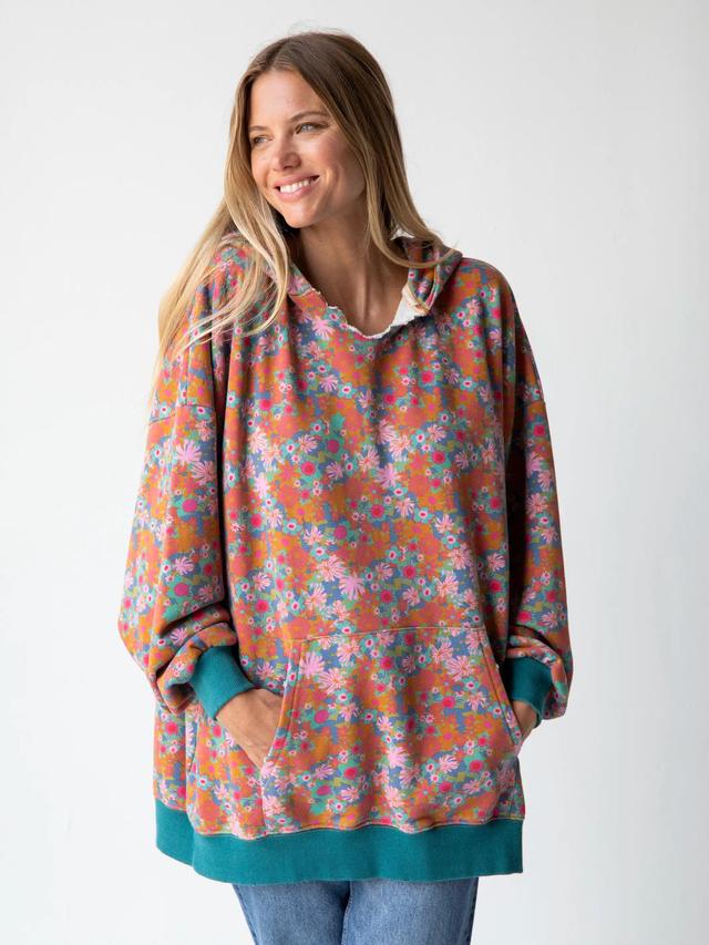 Oversized Printed Sweatshirt - Rust Orchid Pink Product Image