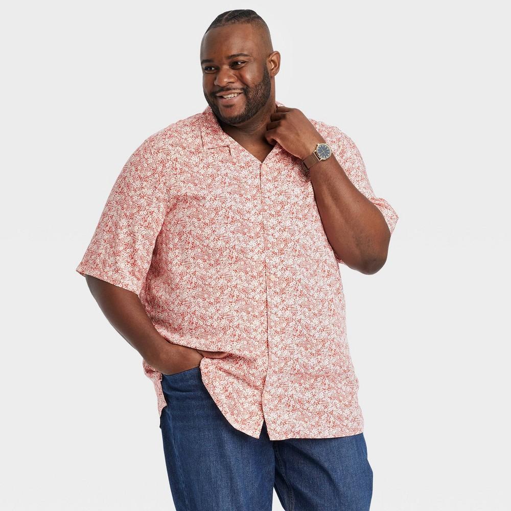 Mens Big & Tall Short Sleeve Collared Button-Down Shirt - Goodfellow & Co Block Print LT Product Image