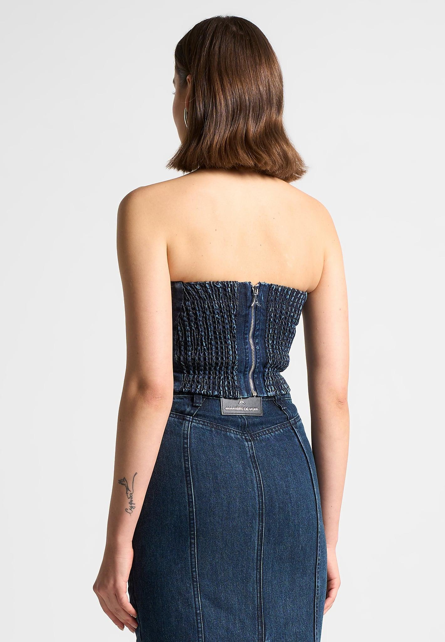 Denim Bandeau Corset Top - Indigo Female Product Image