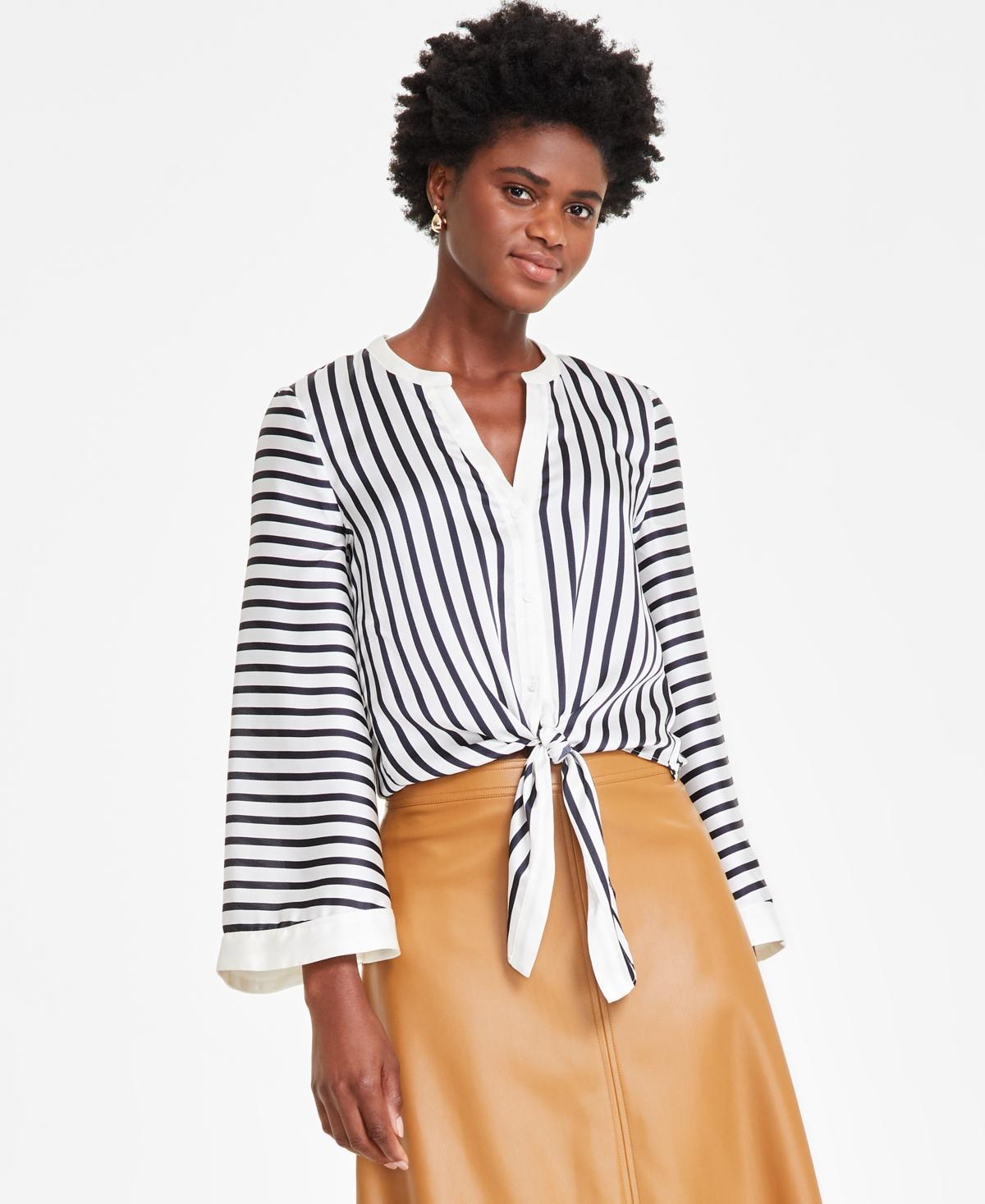 Vince Camuto Womens Striped Tie-Front Top Product Image