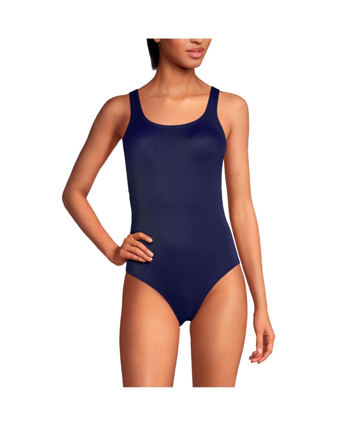 Lands End Womens D-Cup Chlorine Resistant High Leg Tugless Sporty One Piece Swimsuit Product Image