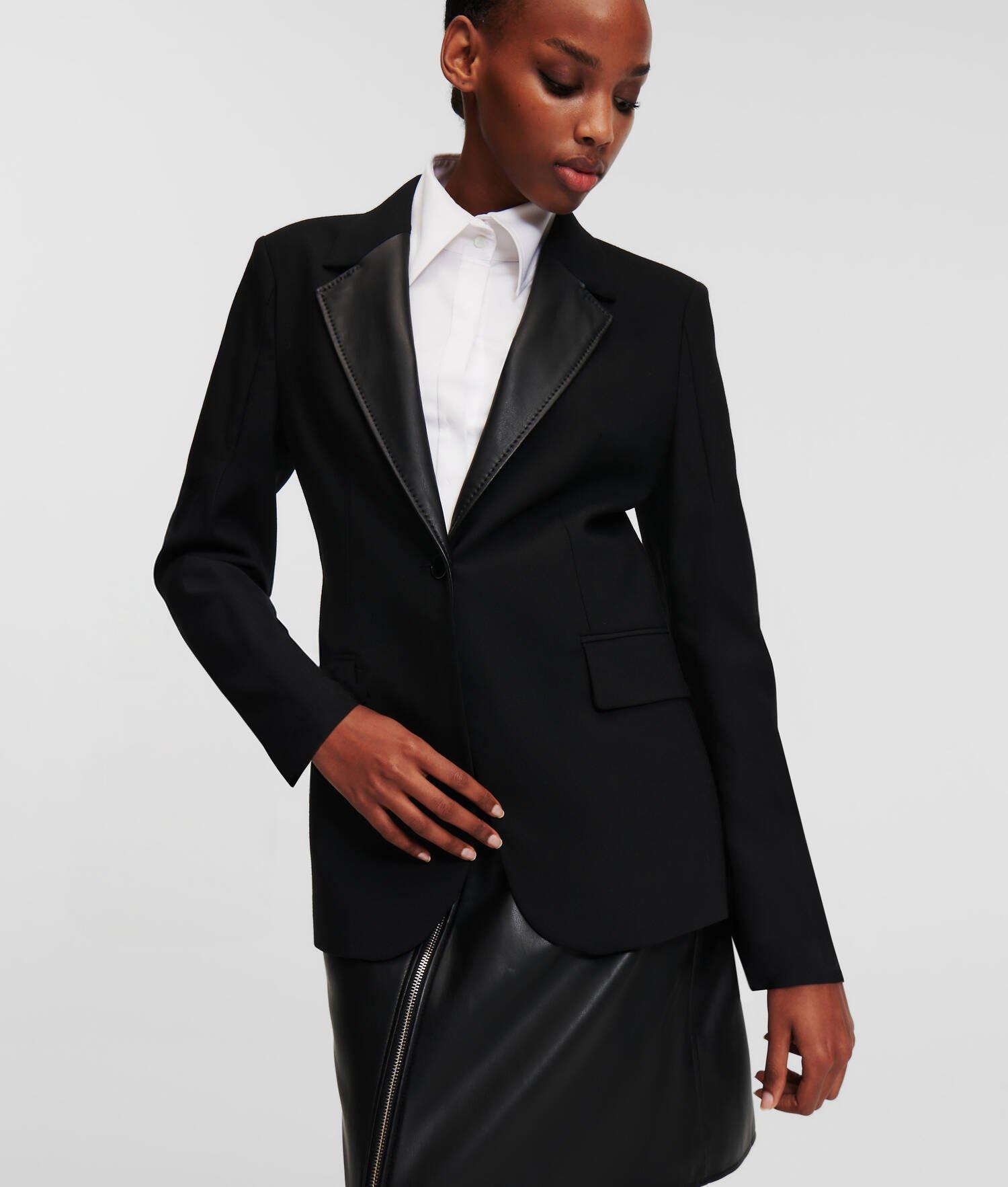 FAUX-LEATHER LAPEL BLAZER Product Image