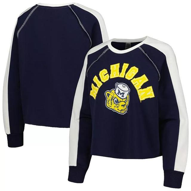 Womens Gameday Couture Navy Michigan Wolverines Blindside RaglanCropped Pullover Sweatshirt Product Image